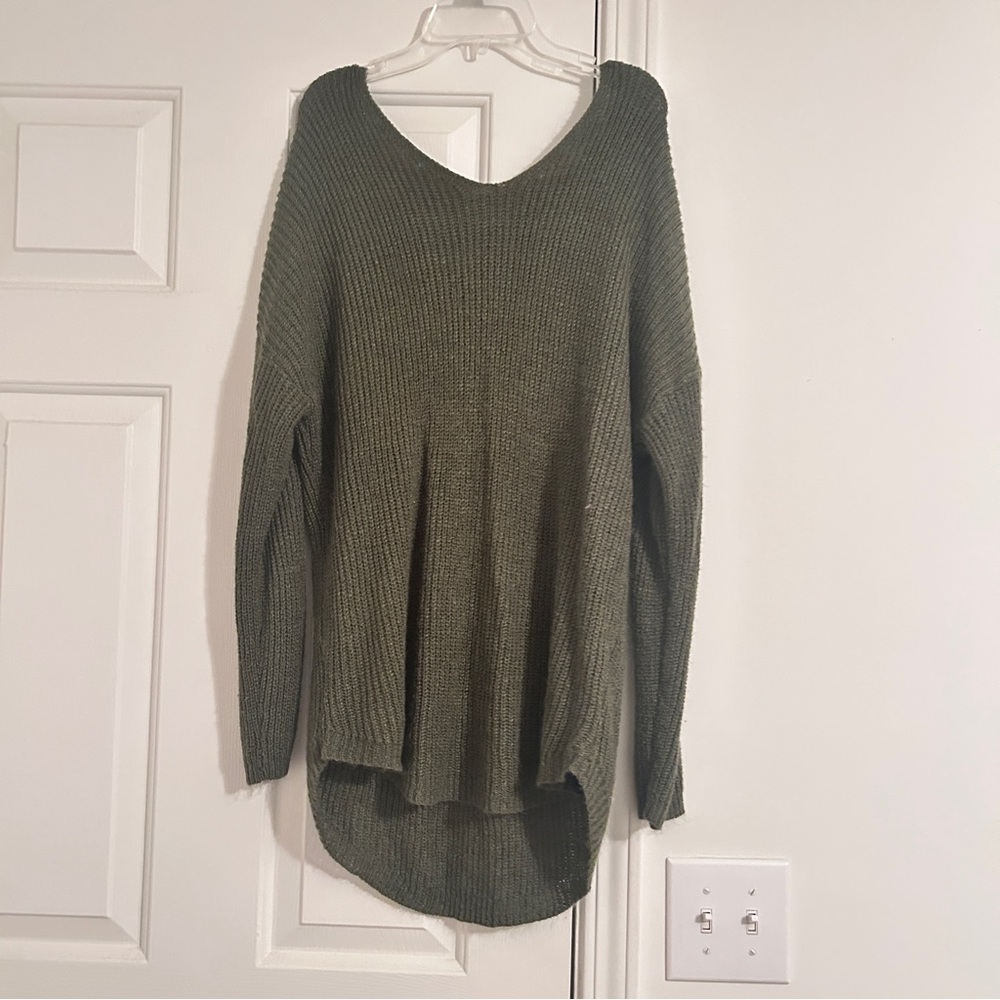 Charlotte Russe Olive V-Neck Sweater